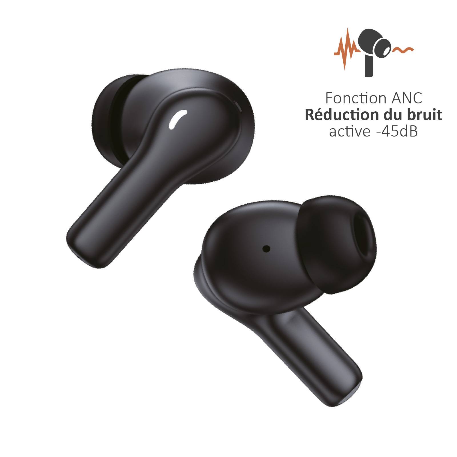 Écouteurs Bluetooth réduction bruit ANC -45dB, ENC -40dB et boitier de charge-0