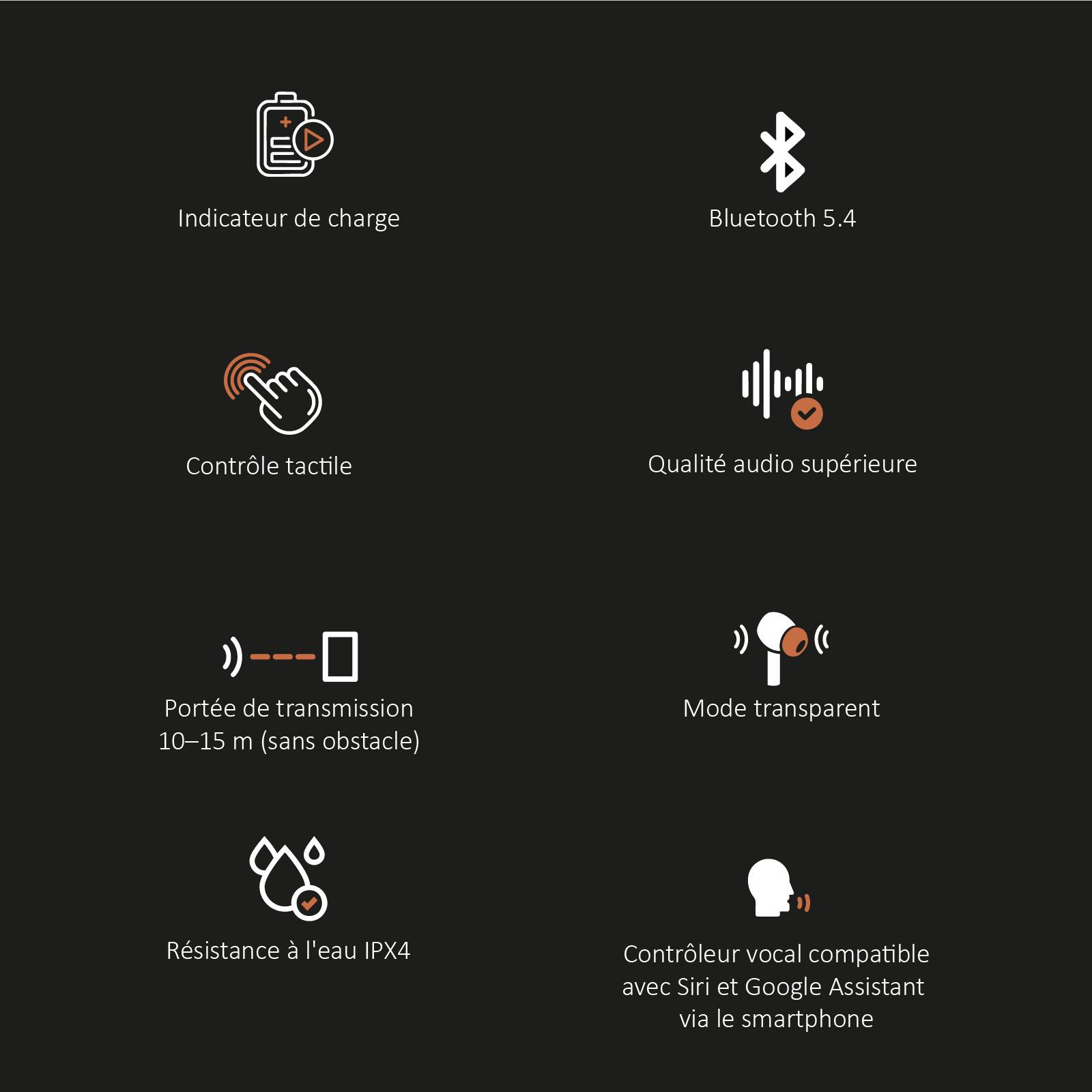 Écouteurs Bluetooth réduction bruit ANC -45dB, ENC -40dB et boitier de charge-4