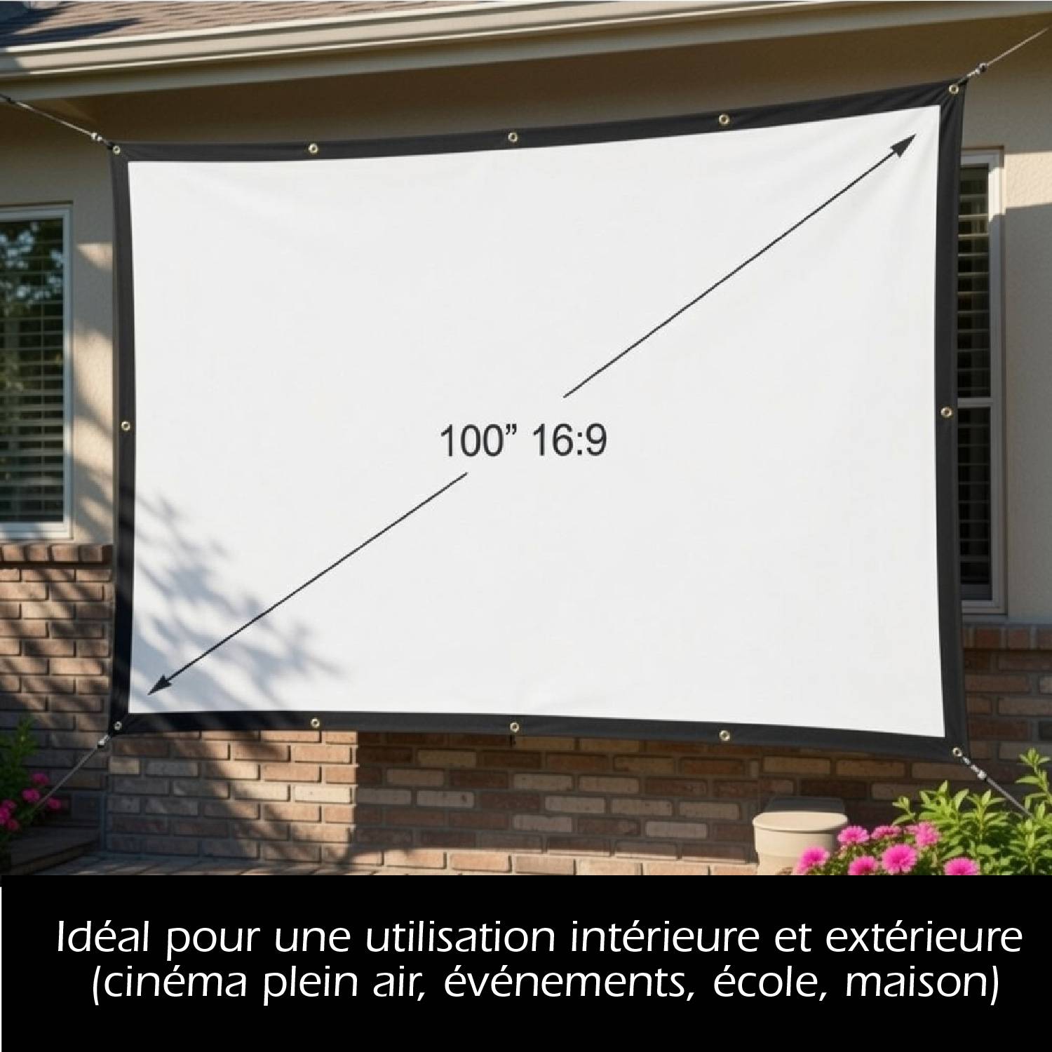 Écran de Projection Mural Pliable – 100” – Double Face Avant/Arrière-5