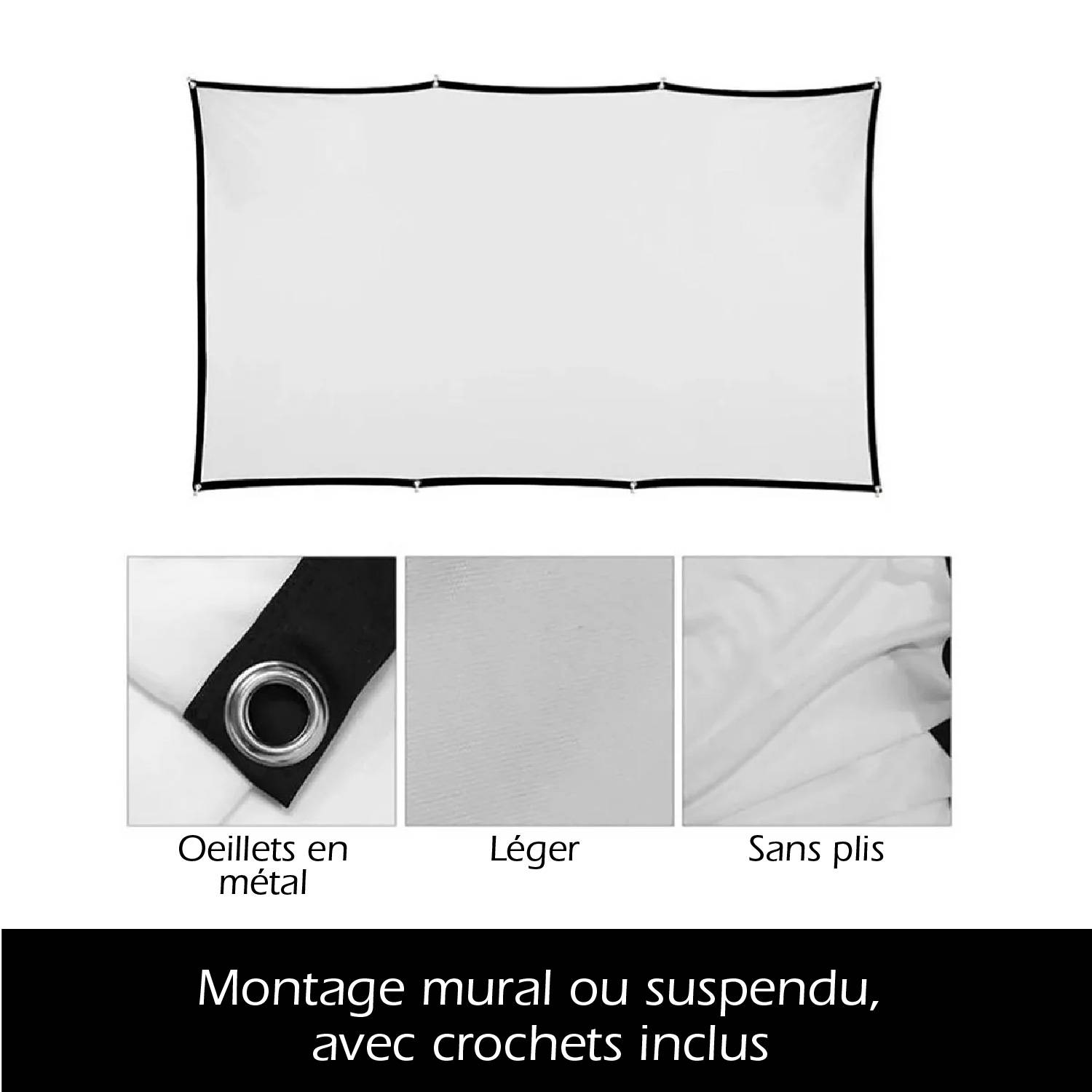 Écran de Projection Mural Pliable – 100” – Double Face Avant/Arrière-2