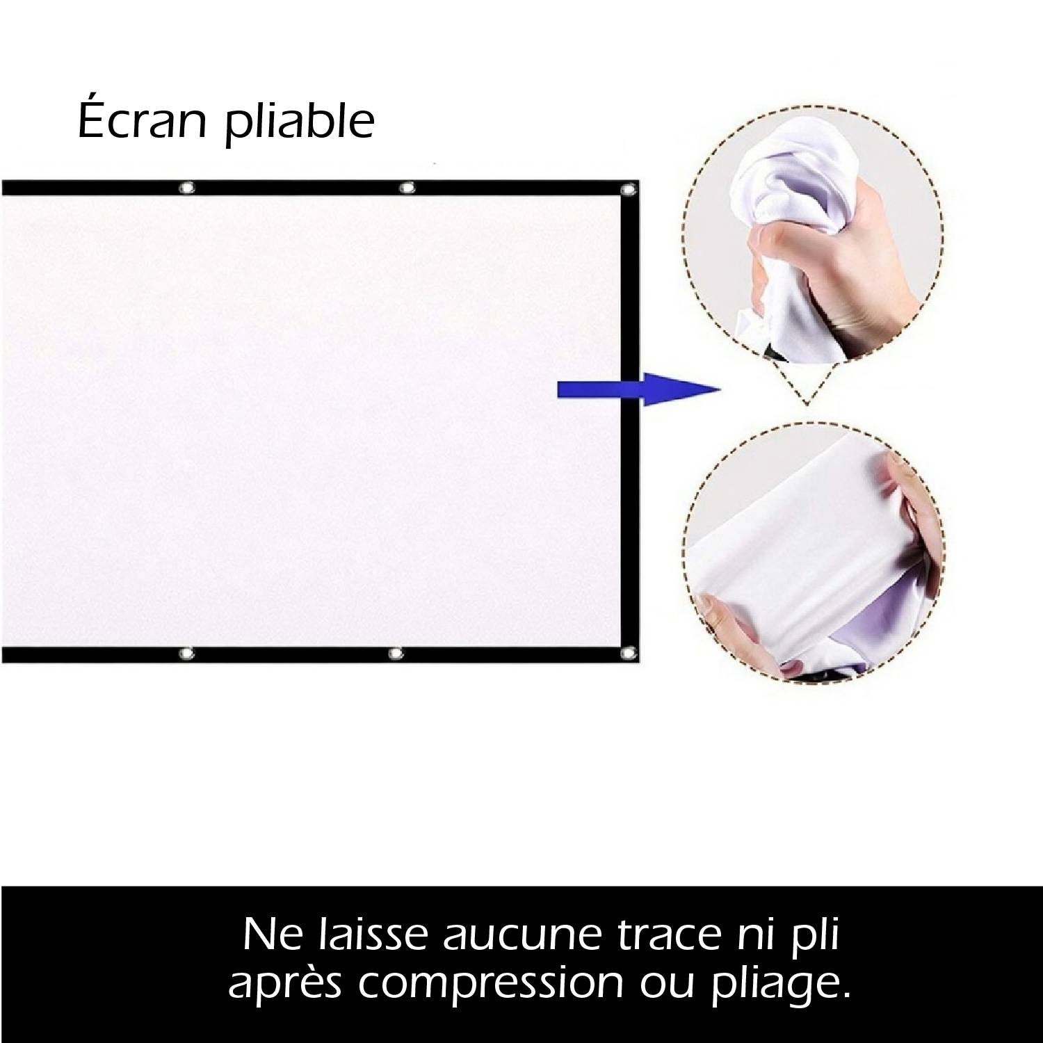 Écran de Projection Mural Pliable – 100” – Double Face Avant/Arrière-3