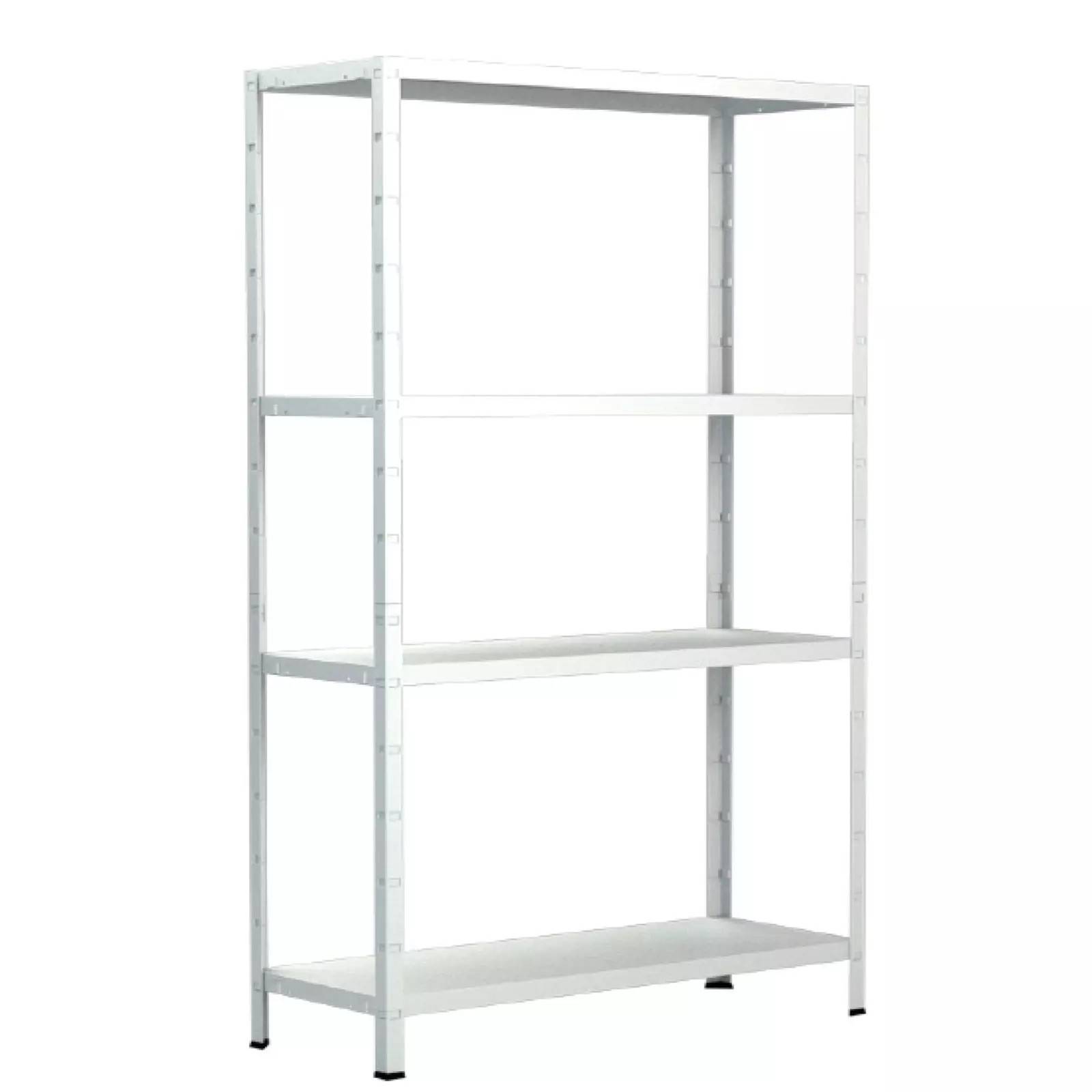 Etagère Métallique Emboîtable 4 tablettes 50 kg par niveau 137 x 75 x 30 cm Acier Epoxy Blanc-0