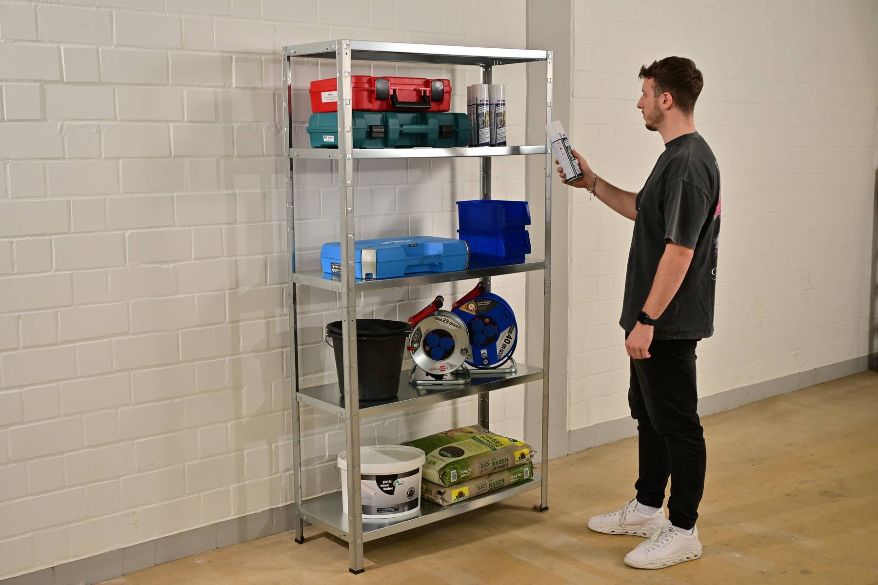 Étagère sans boulon 190x100x40 cm , 5 étagères PowerMAX,charge de 65 kg par étagère, galvanisée-1