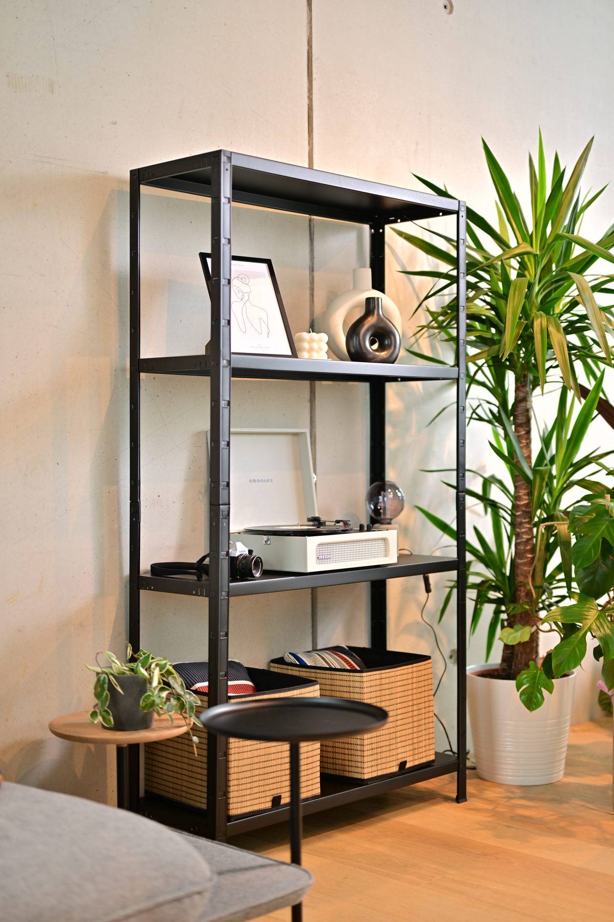 Étagère sans boulon 180x100x35 cm , 4 étagères PowerMAX, charge de 65 kg par étagère, noir-1