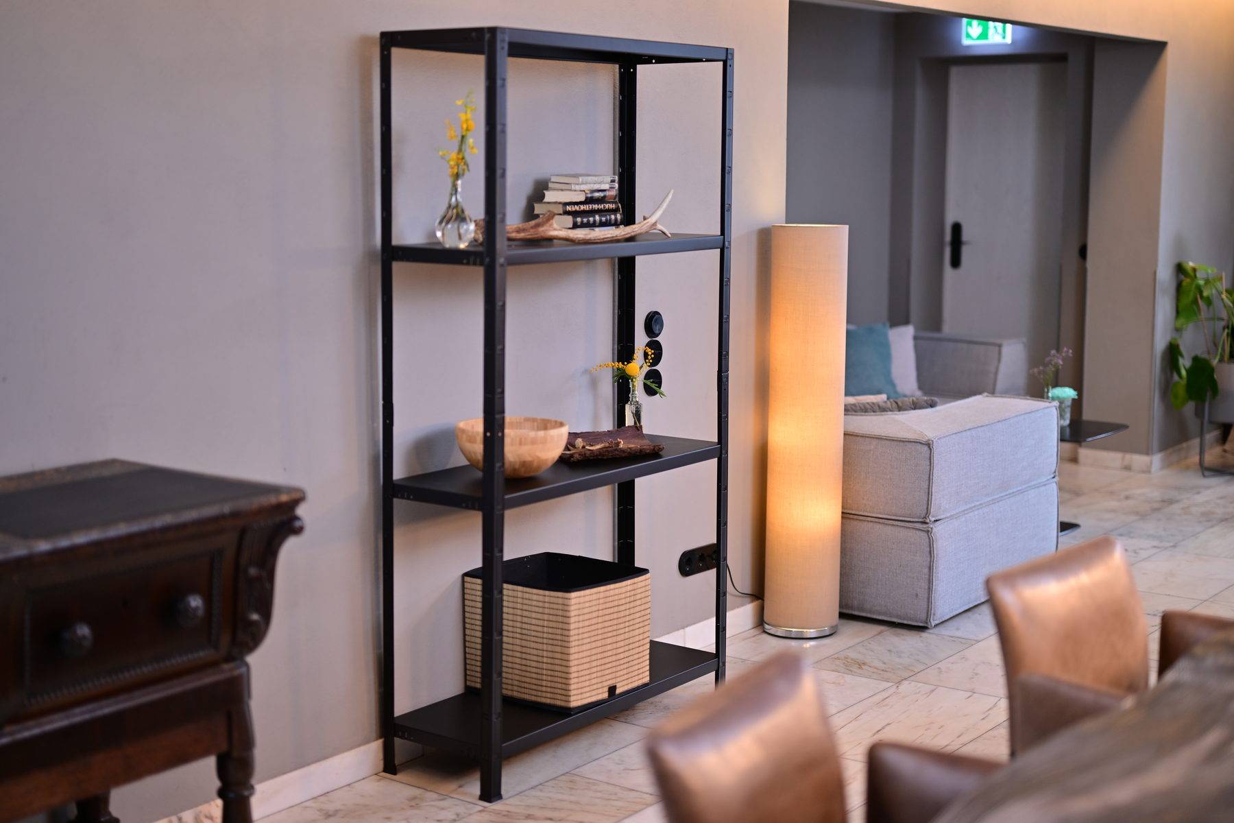Étagère sans boulon 180x100x35 cm , 4 étagères PowerMAX, charge de 65 kg par étagère, noir-4