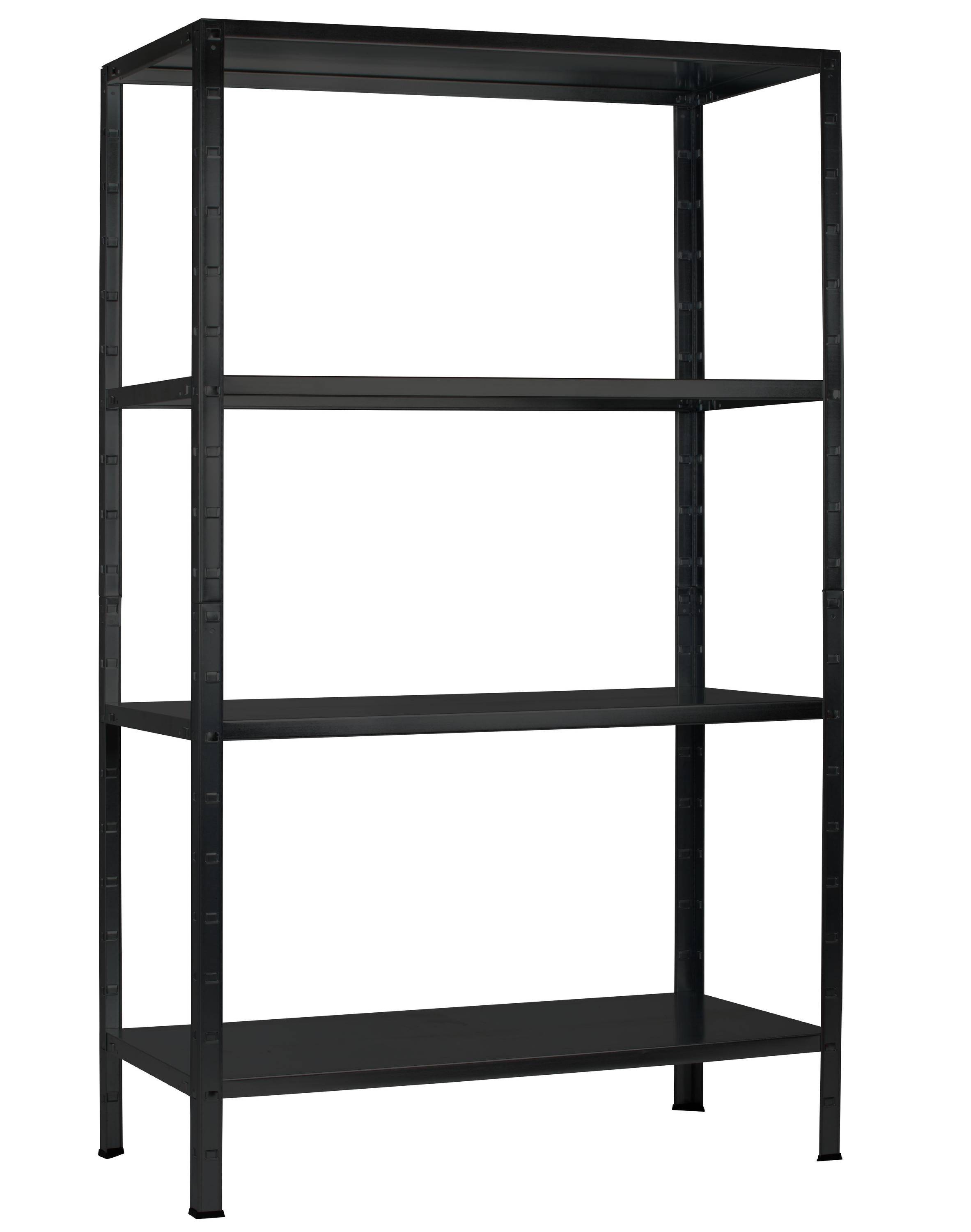 Etagère Métallique Emboîtable 4 tablettes 65 kg par niveau 180 x 60 x 40 cm Acier Epoxy Noir-0