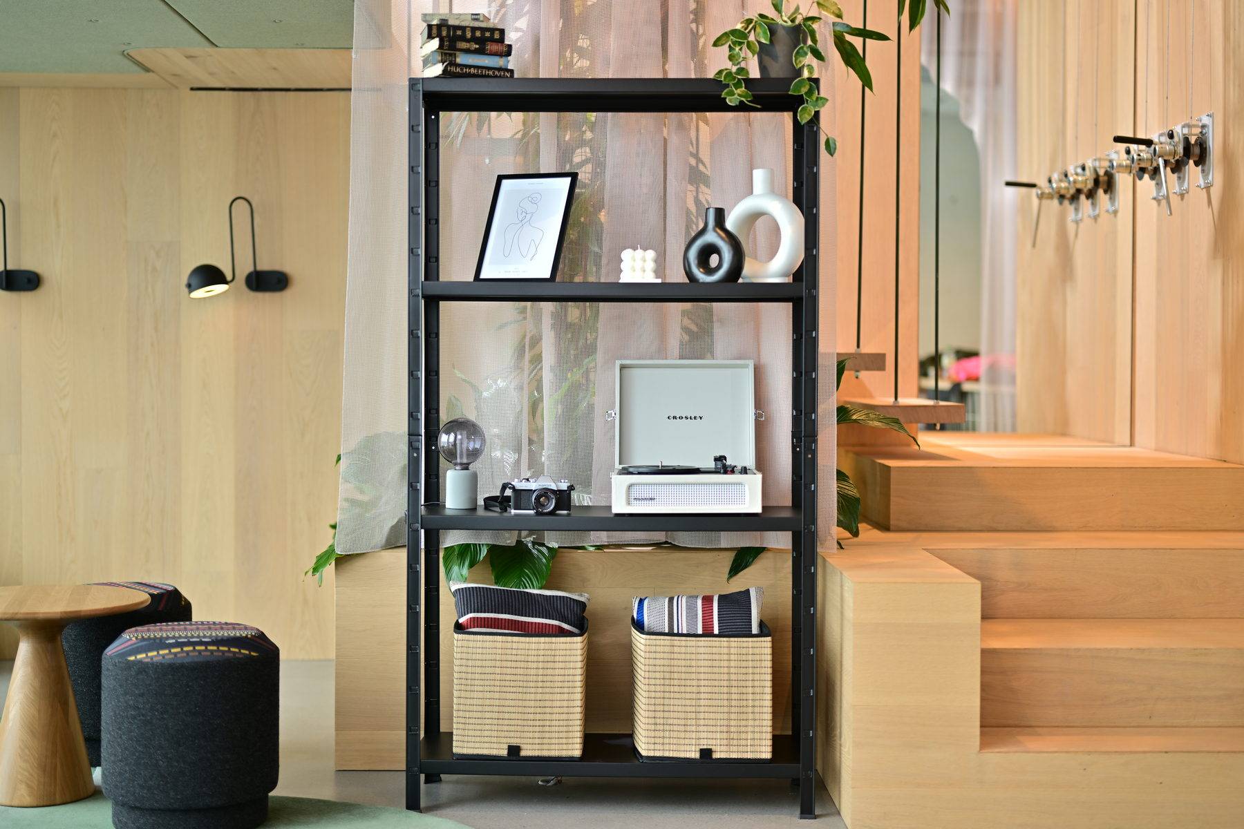 Etagère Métallique Emboîtable 4 tablettes 65 kg par niveau 180 x 60 x 40 cm Acier Epoxy Noir-1