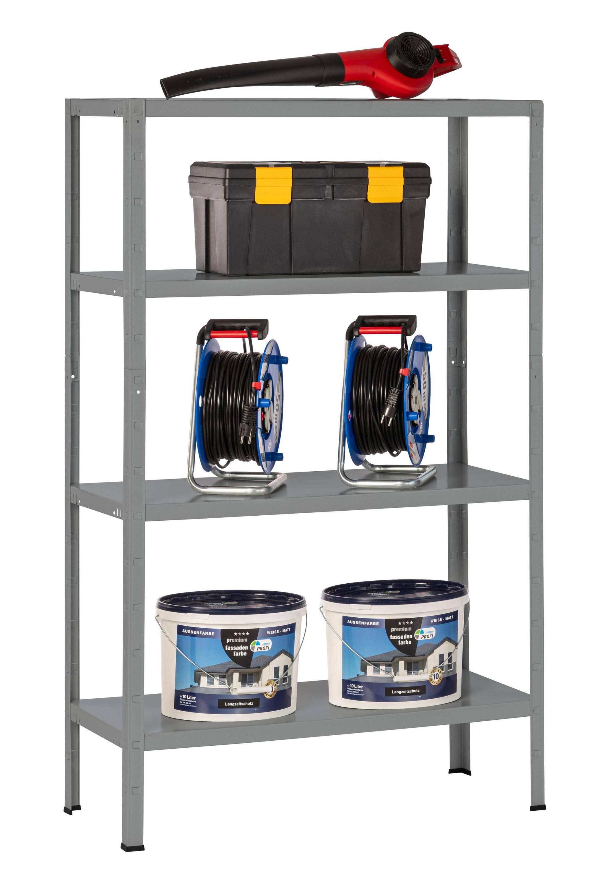 Etagère Métallique Emboîtable 4 tablettes 65 kg par niveau 180 x 80 x 40 cm Acier Epoxy Gris-1