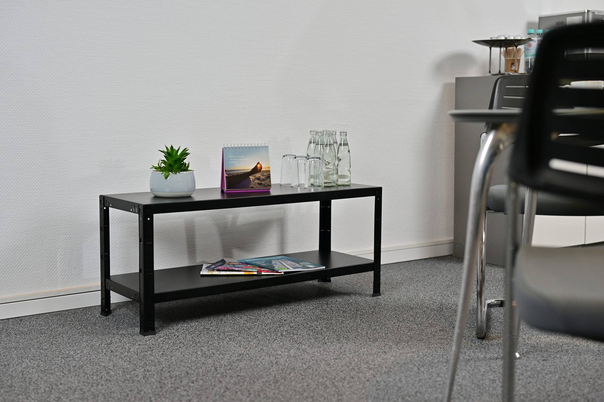 Etagère Métallique Emboîtable 2 tablettes 65 kg par niveau 43 x 100 x 35 cm Acier Epoxy Noir-1