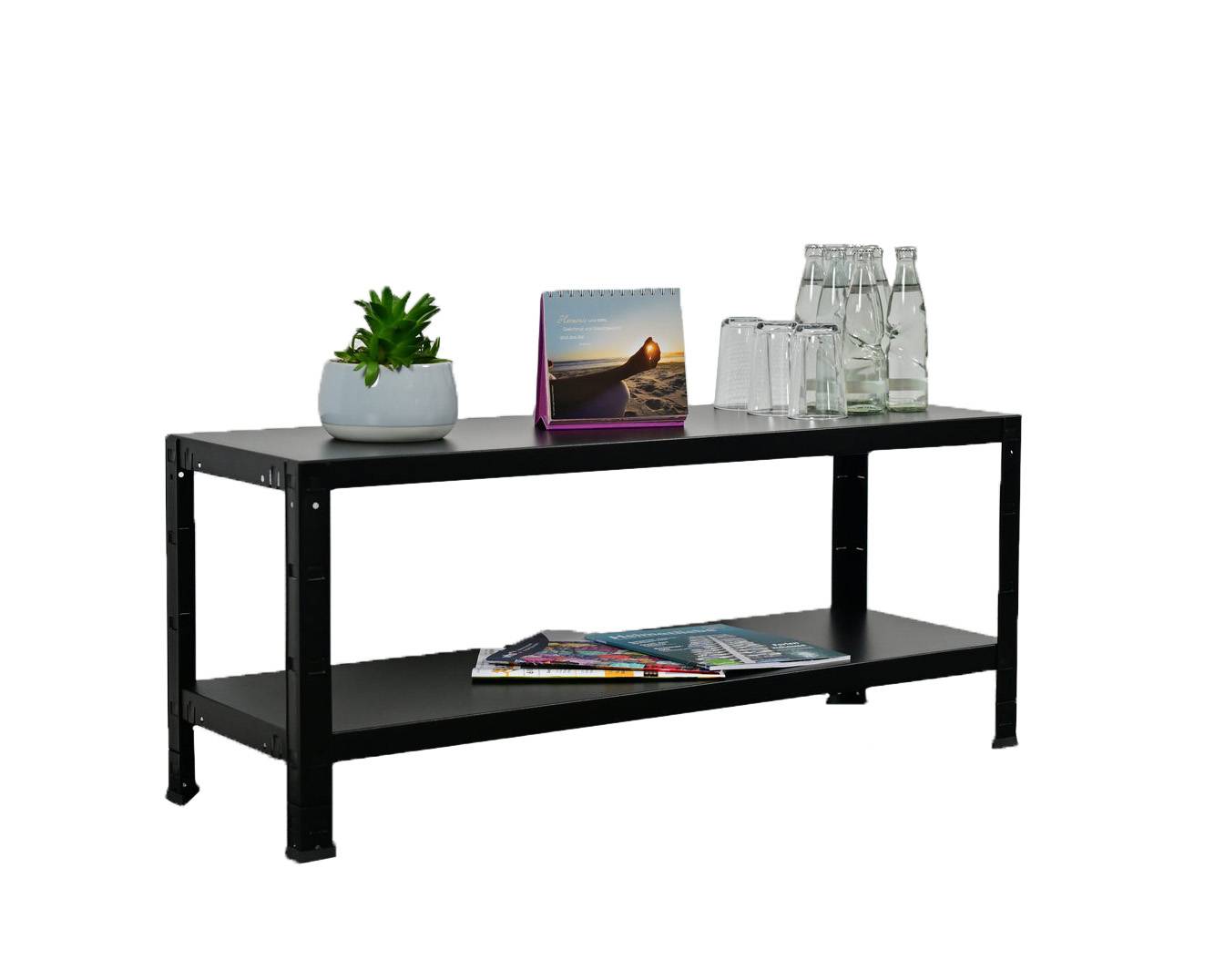 Etagère Métallique Emboîtable 2 tablettes 65 kg par niveau 43 x 100 x 35 cm Acier Epoxy Noir-2