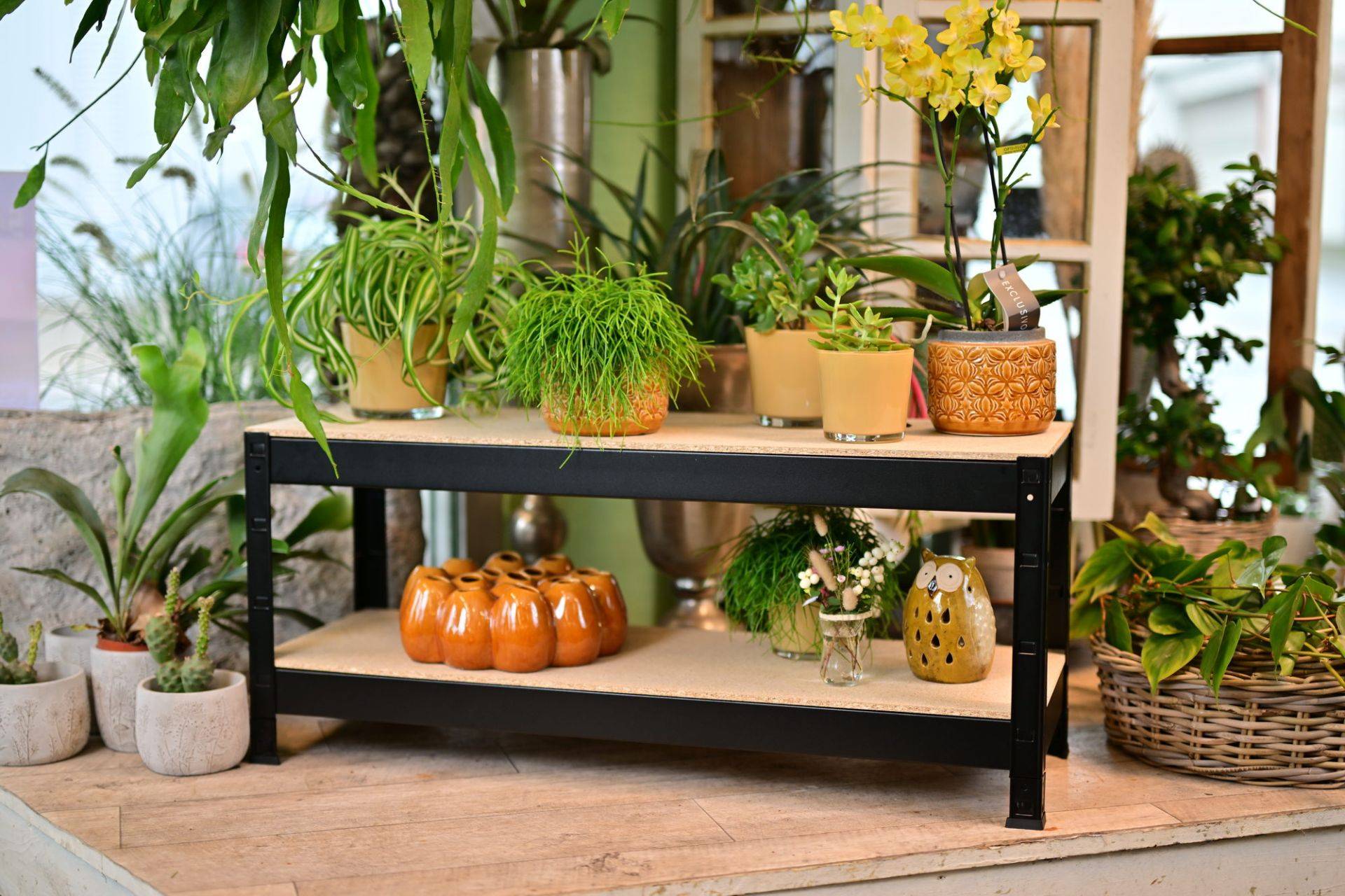 Etagère Métallique Charges lourdes 2 tablettes en bois 90 kg par niveau 43 x 100 x 35 cm Acier Proxy-1