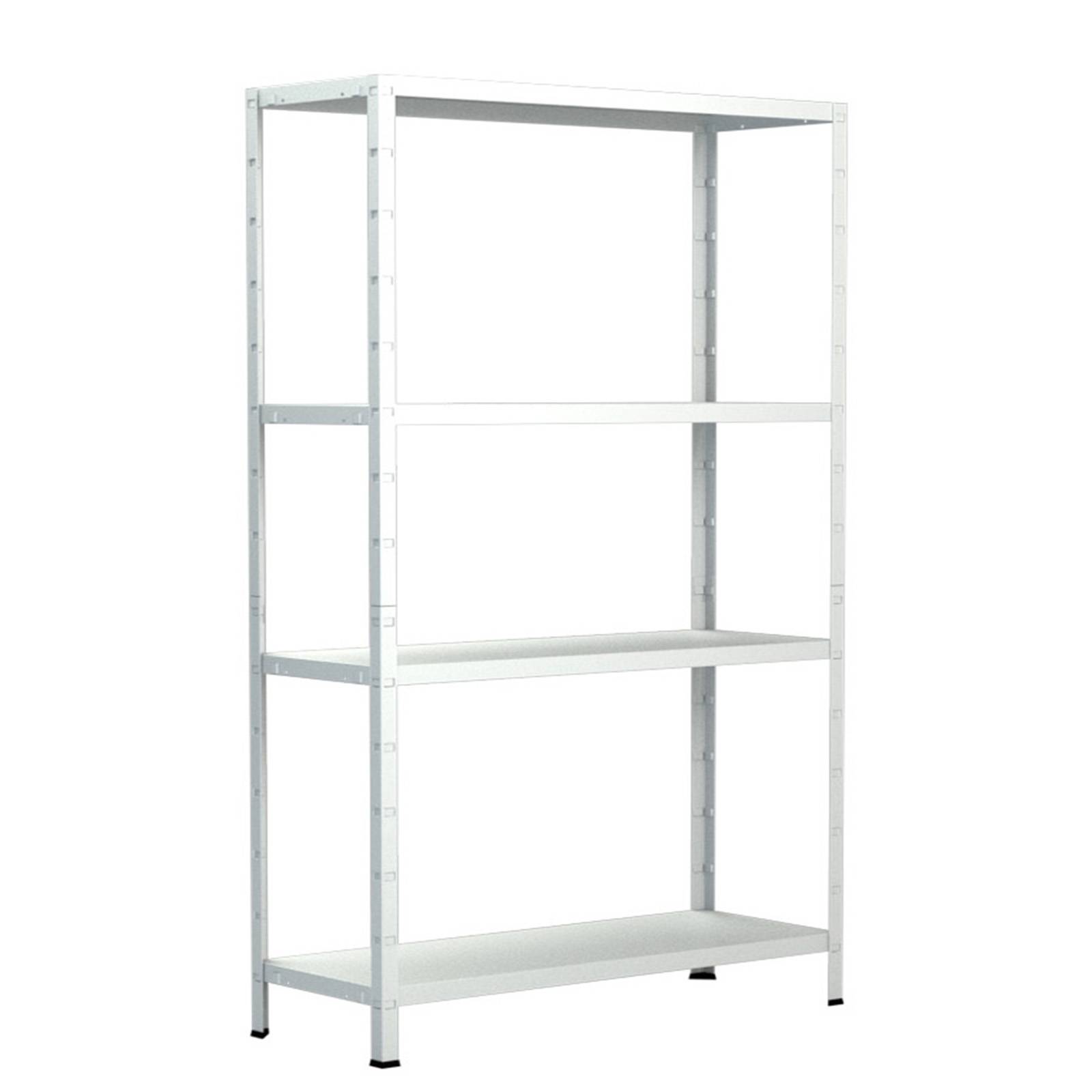 Etagère Métallique Emboîtable 4 tablettes 65 kg par niveau 180 x 60 x 40 cm Acier Epoxy Blanc-0