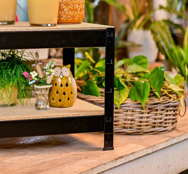 Etagère Métallique Charges lourdes 2 tablettes en bois 150 kg par niveau 43 x 100 x 40 cm Acier Epoxy Noir-2