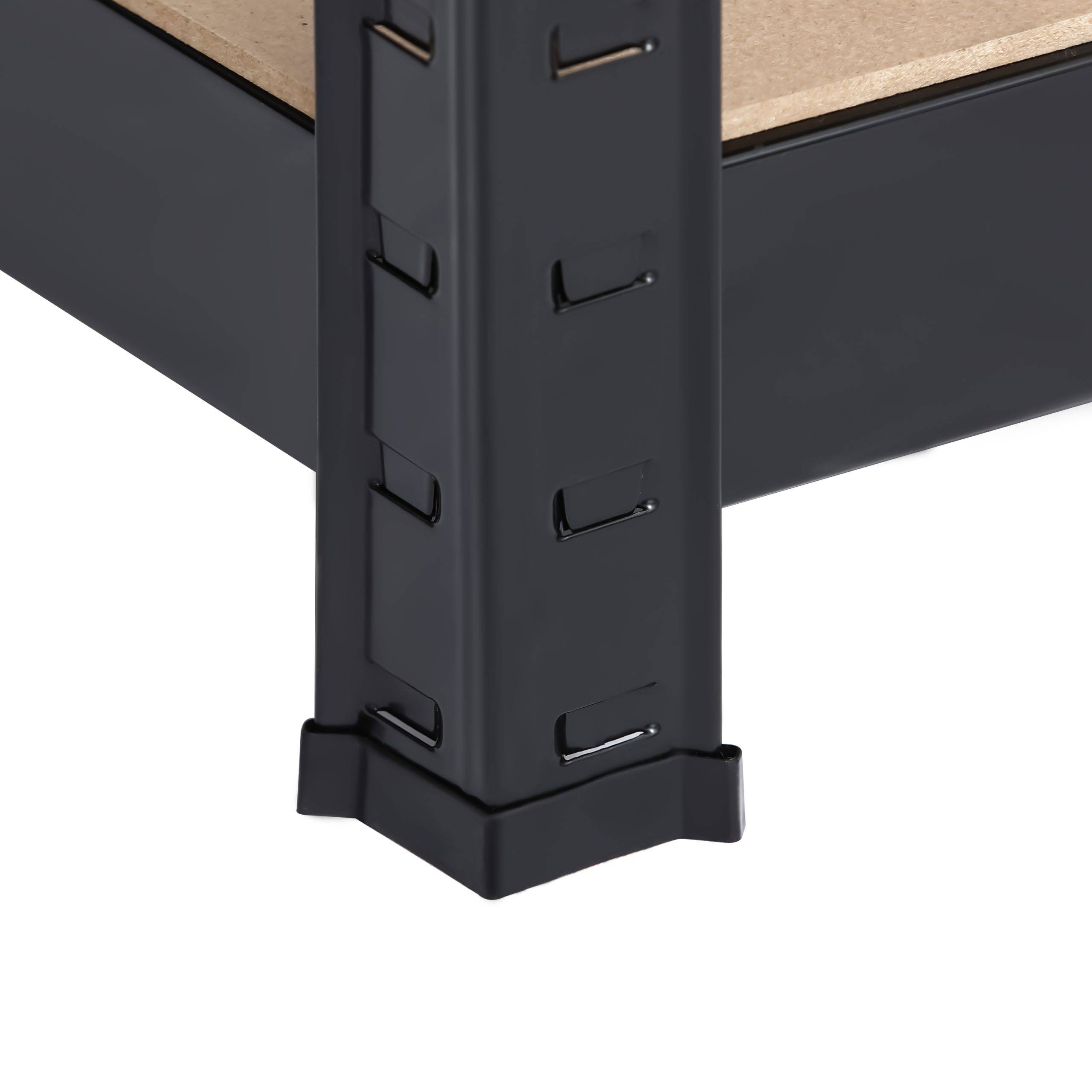 Rayonnage lourd avec 5 tablettes en MDF et 3 boîtes de rangement, 180x90x40 cm, 175 kg par tablette, noir-3