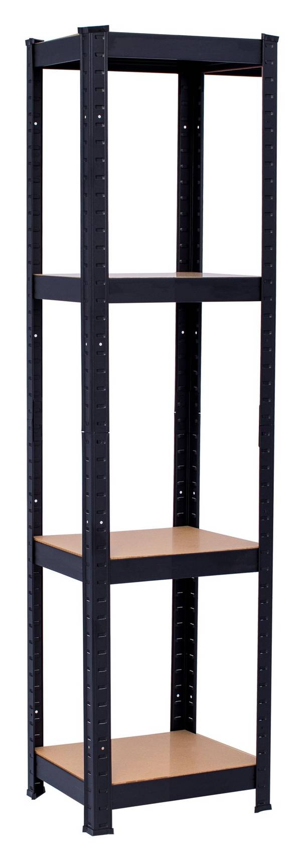 Rayonnage lourd avec 4 tablettes en MDF, 180x50x50 cm , capacité de charge 150 kg par tablette, noir