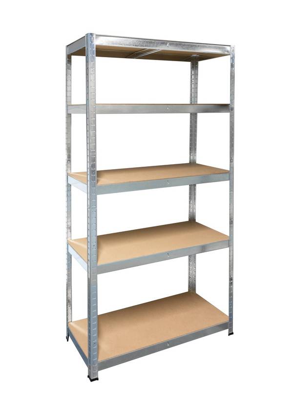 Rayonnage lourd avec 5 tablettes en MDF, 180x90x45 cm, capacité de charge 280 kg par tablette, galvanisé