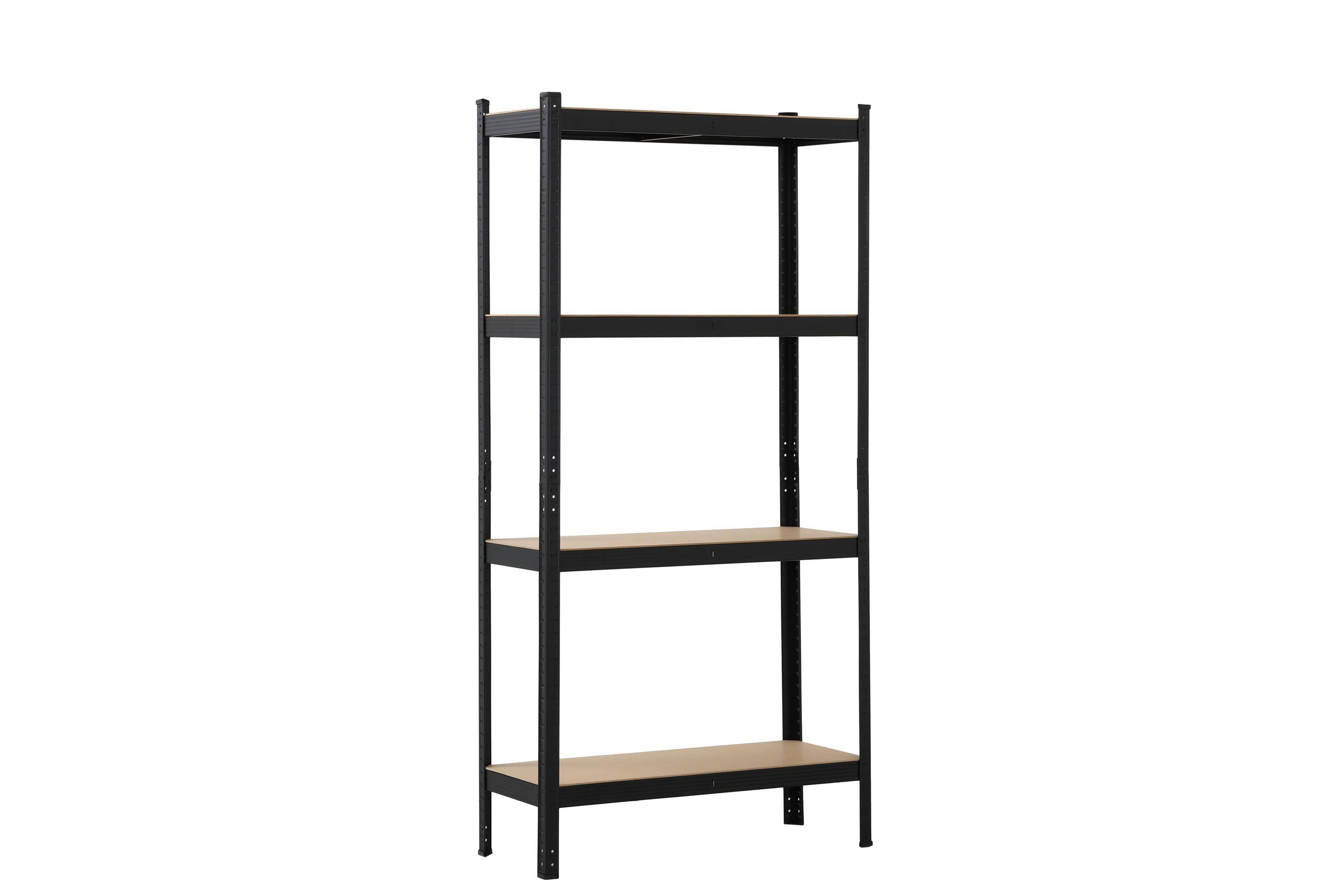 Rayonnage lourd 4 tablettes en MDF, 180x90x35 cm, capacité de charge 120 kg par tablette, noir-0