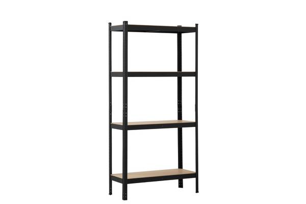 Rayonnage lourd 4 tablettes en MDF, 180x90x35 cm, capacité de charge 120 kg par tablette, noir