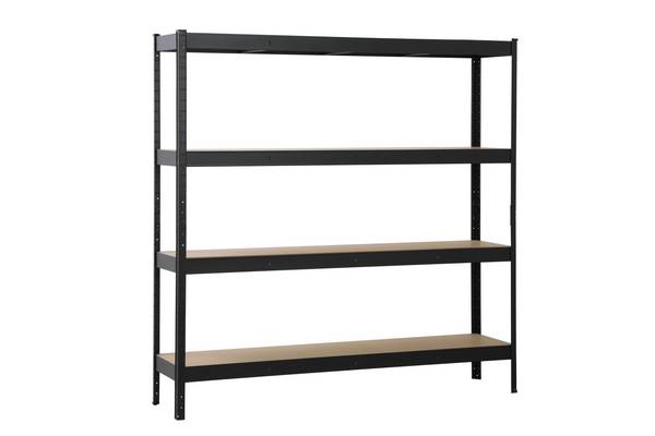 Rayonnage charges lourdes XXL avec 4 tablettes en MDF, 180x180x40 cm, 200 kg de charge par tablette, noir