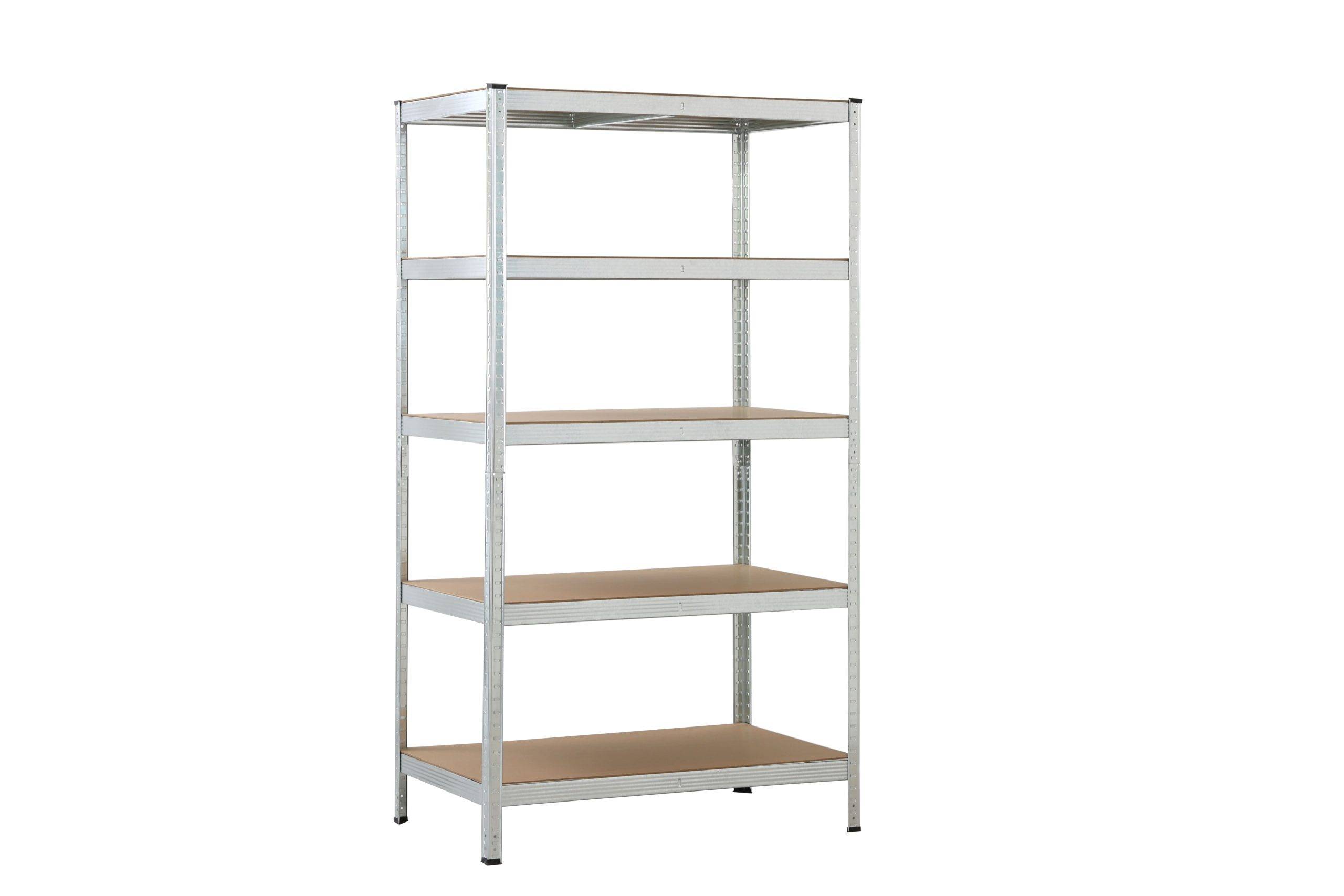 Rayonnage lourd avec 5 tablettes en MDF, 180x100x60 cm , capacité de charge 150 kg par tablette, galvanisé-0