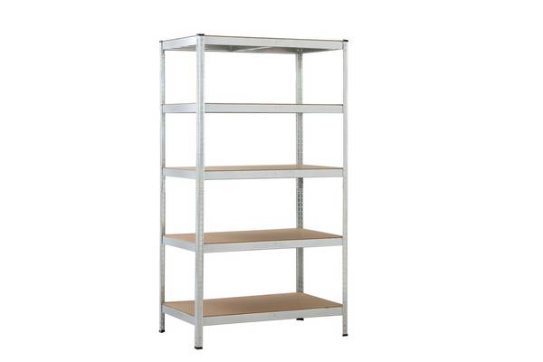 Rayonnage lourd avec 5 tablettes en MDF, 180x100x60 cm , capacité de charge 150 kg par tablette, galvanisé