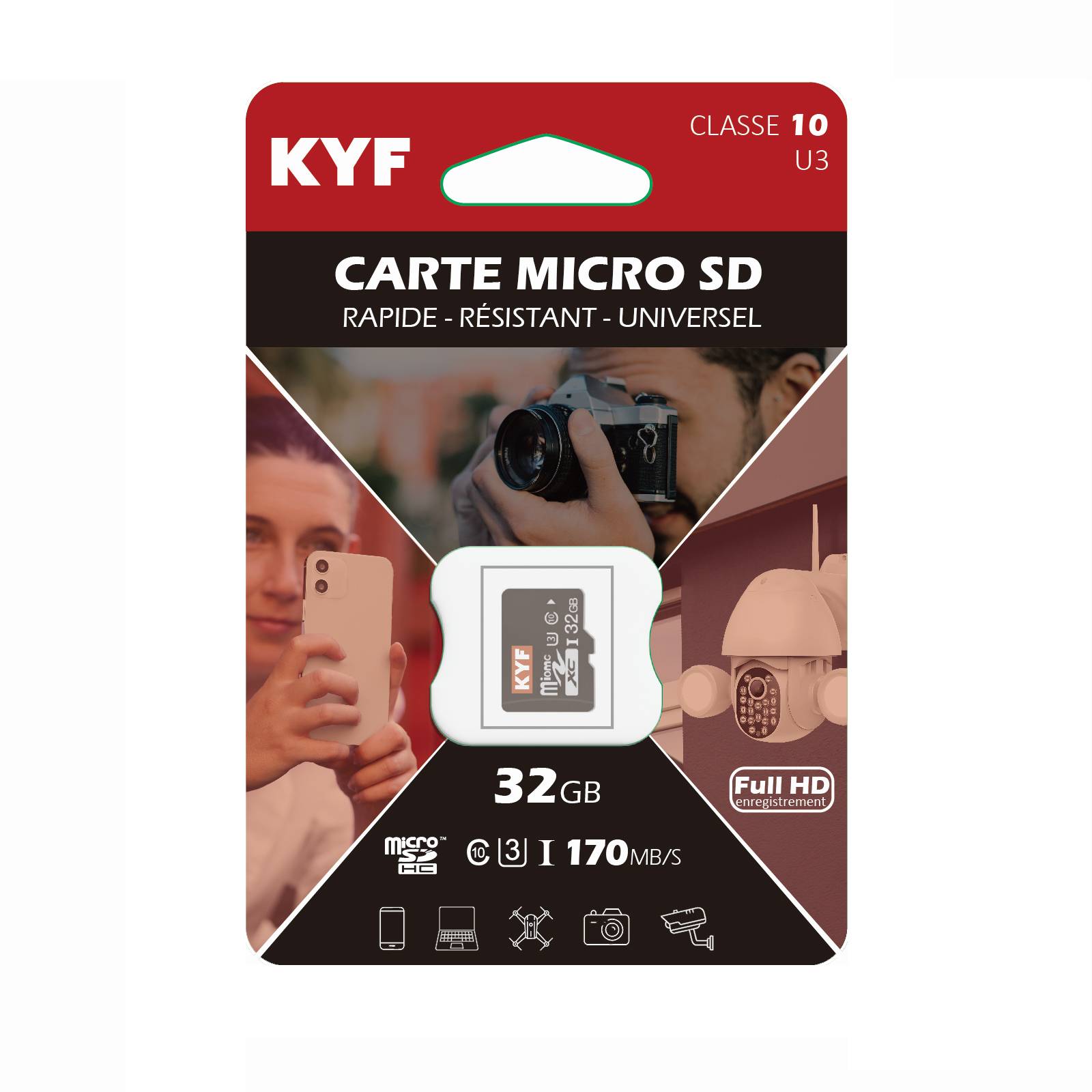 Carte Micro SD 32GO Classe 10, U3 – Rapide, Résistante, Universelle-0