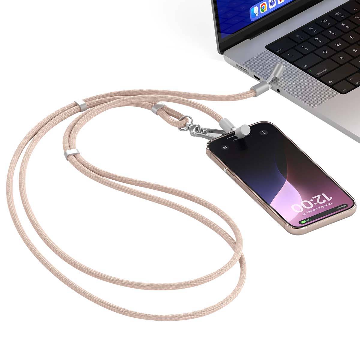 Cordon Tour du Cou avec Cable USB-C Série Lanyard OntheGo Charge Rapide-2