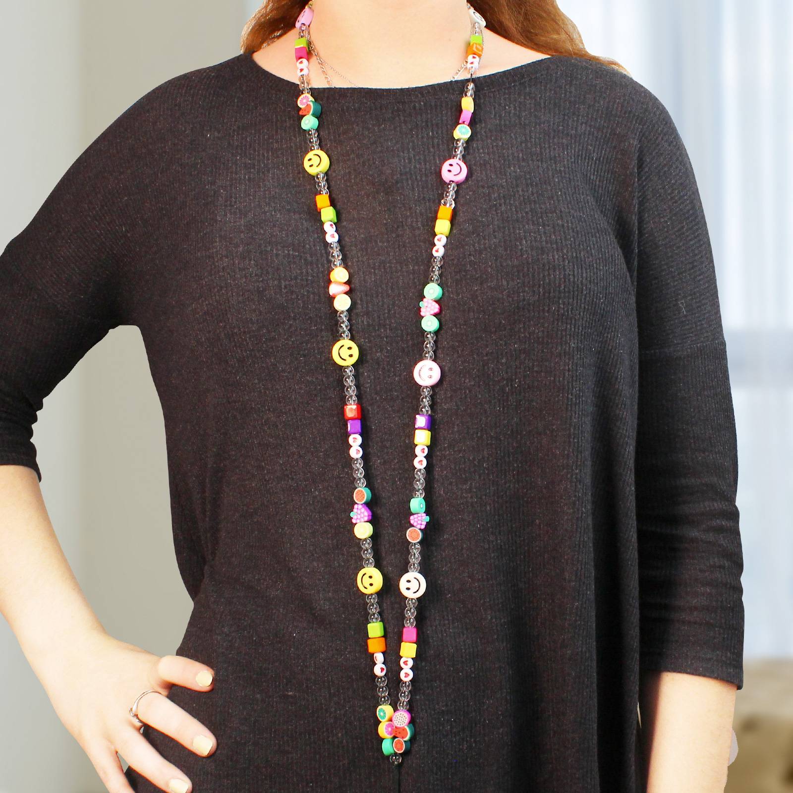 Bijou de Téléphone Collier Smiley et Fruits 110cm Collection Smile-2