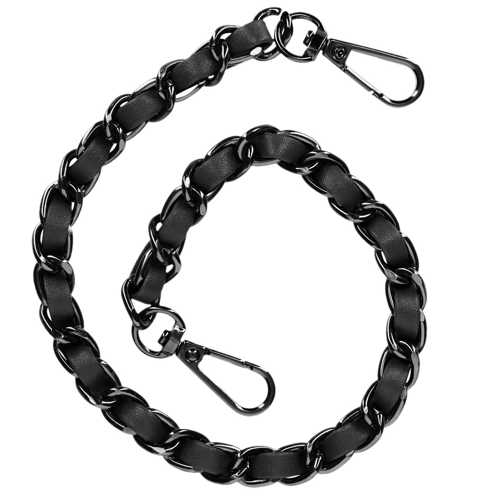 Bijou de Téléphone Chaîne Métallique Tressée Simili Cuir 40cm-1