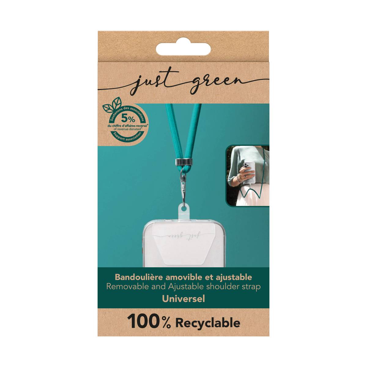 Bandoulière pour Téléphone Universel Amovible avec Système de Fixation sur Coque-3