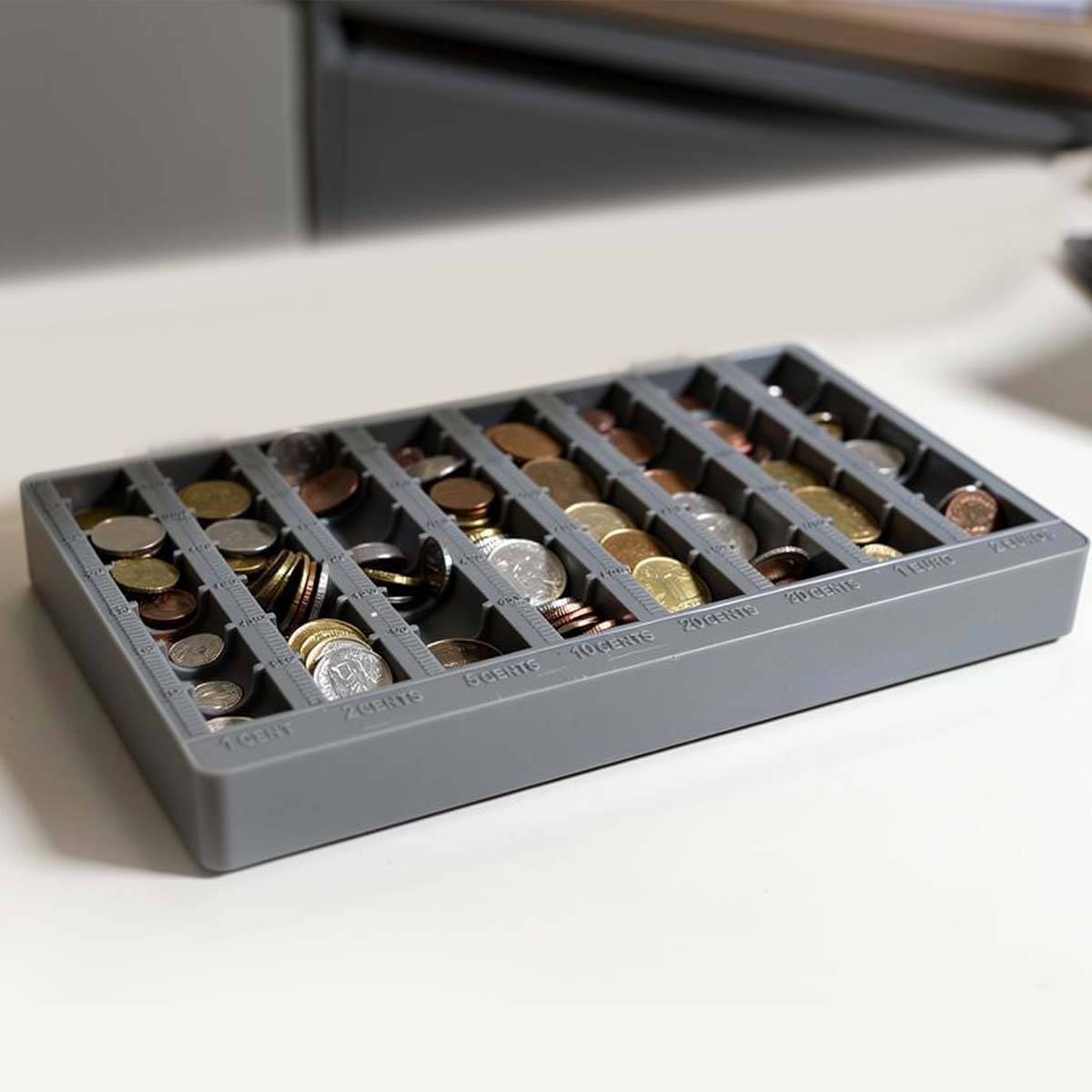 Plateau À Monnaie Compartimenté en Plastique Pour Organisation de Caisse-2