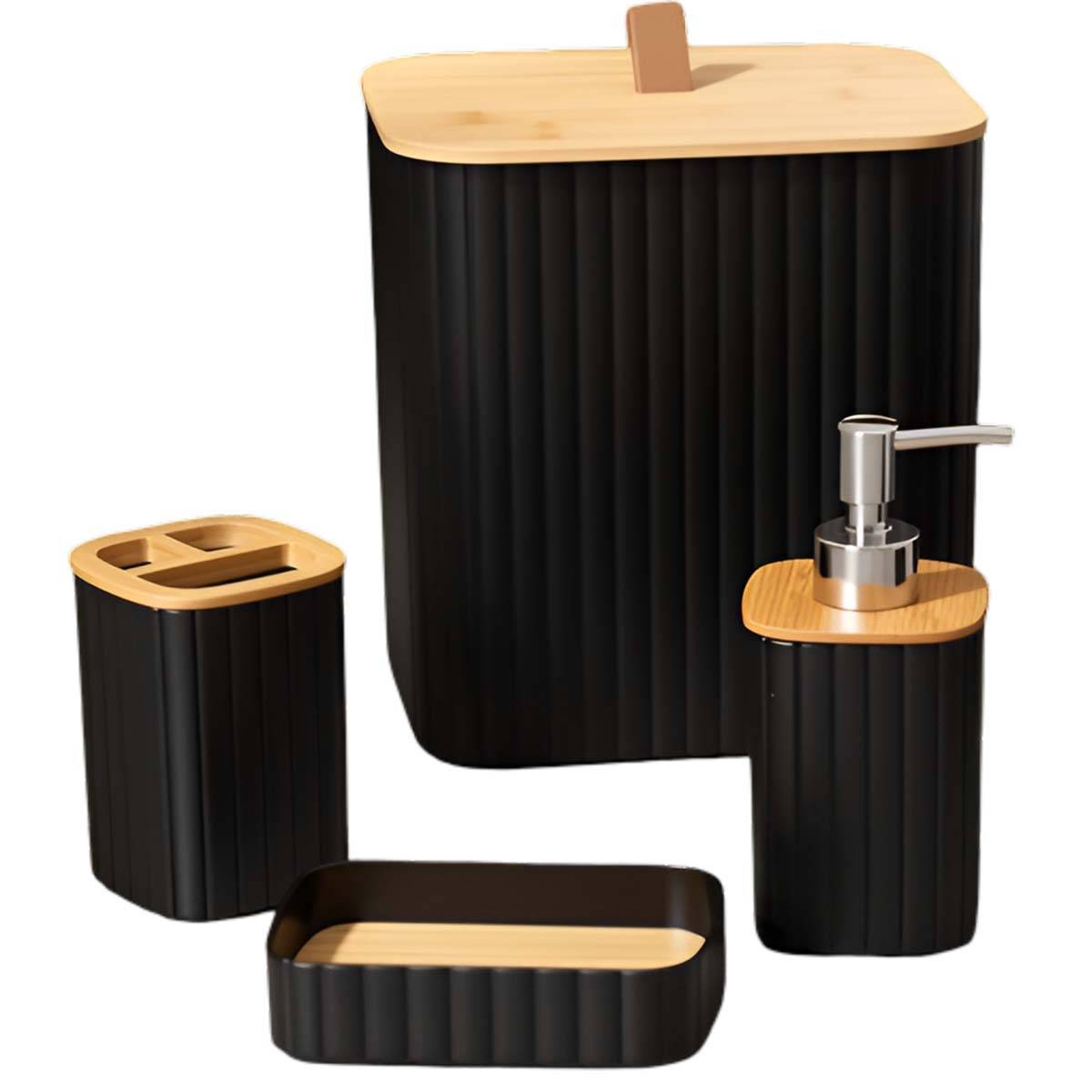 Set d’Accessoires de Salle de Bain 6 pièces Poubelle Distributeur de Savon-0