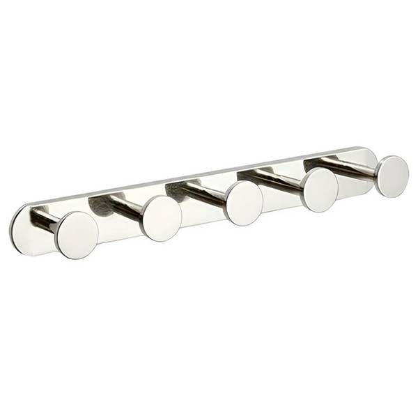 Porte-Serviettes Mural 37cm avec 5 Crochets Rond Inox avec Adhésifs 3M