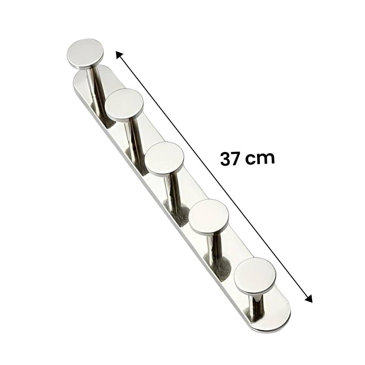 Porte-Serviettes Mural 37cm avec 5 Crochets Rond Inox avec Adhésifs 3M-3
