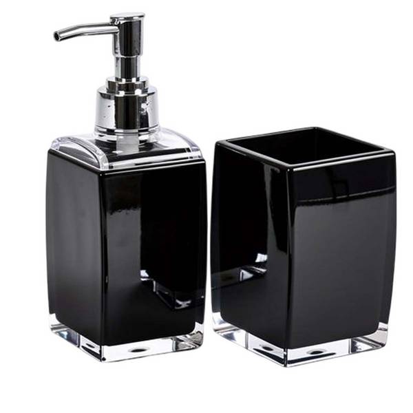Set Accessoires Salle de Bain 4pcs Distributeur de Savon Gobelet et Porte-Savon