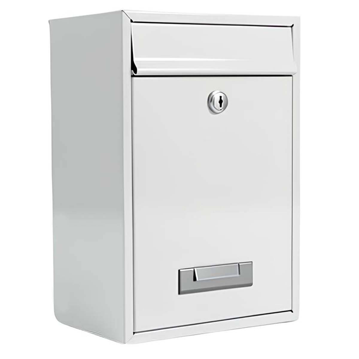 Boîte aux Lettres Murale Compacte en Métal avec Serrure à Clé 32x22x8.5cm-1