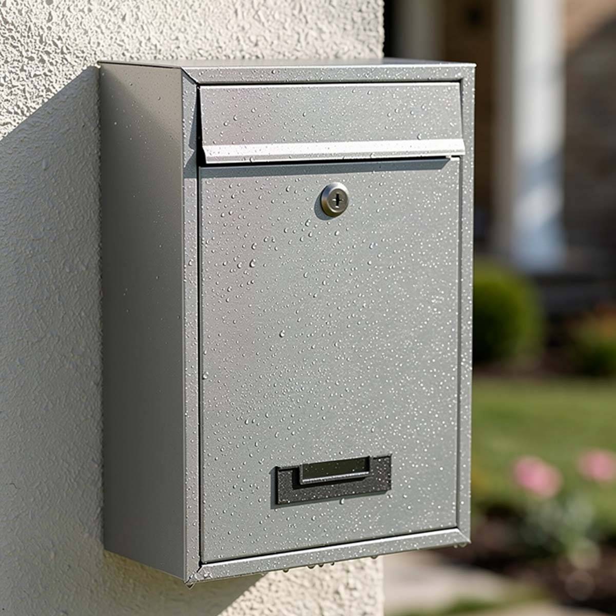 Boîte aux Lettres Murale Compacte en Métal avec Serrure à Clé 32x22x8.5cm-2