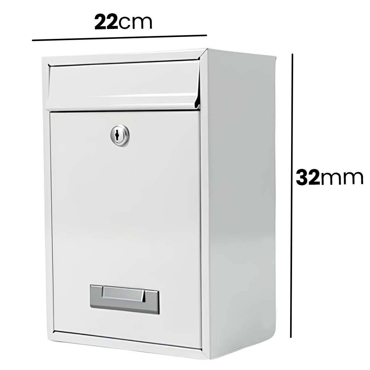Boîte aux Lettres Murale Compacte en Métal avec Serrure à Clé 32x22x8.5cm-4