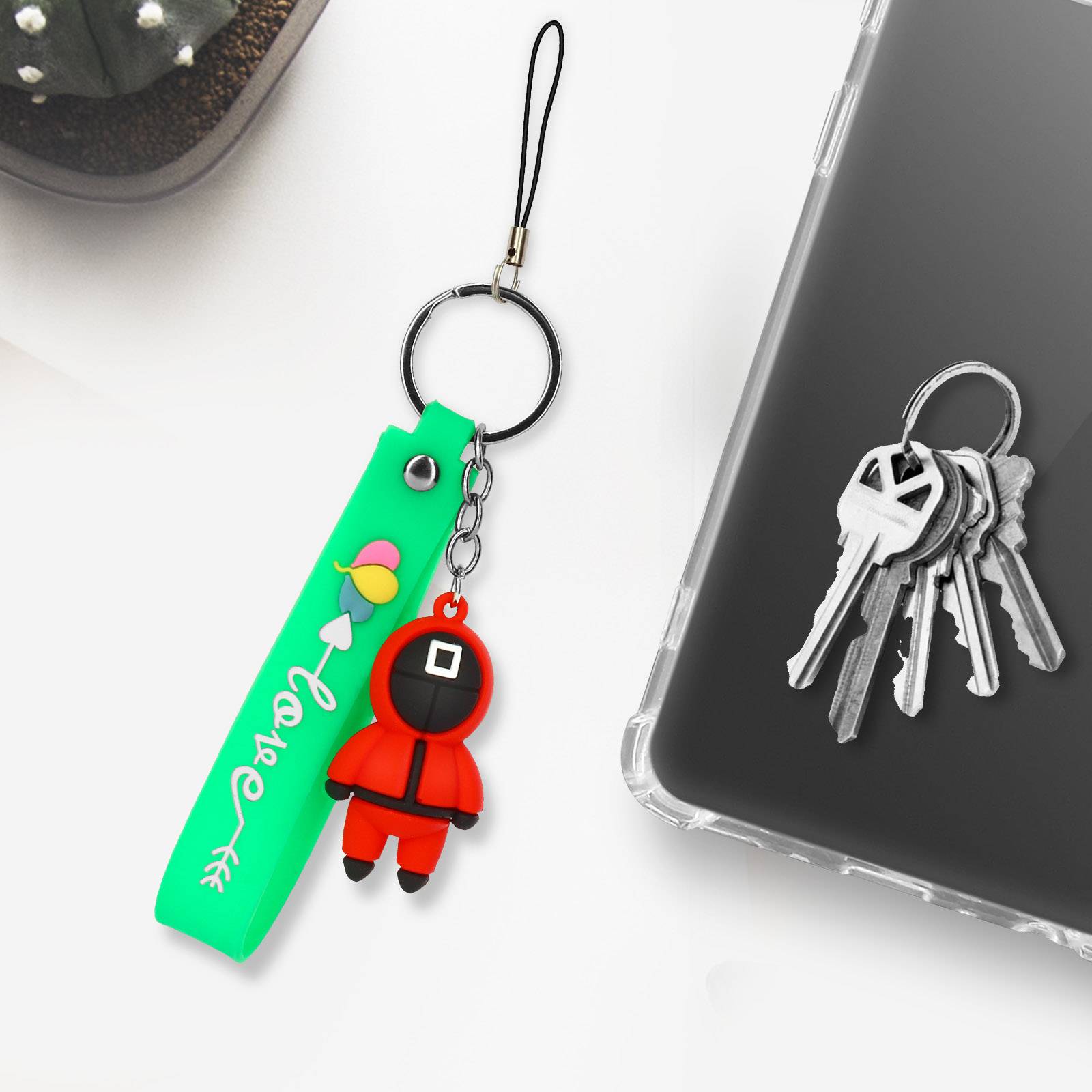 Porte-clé Dragonne Figurine Série Coréenne Squid Game Bracelet Silicone-4