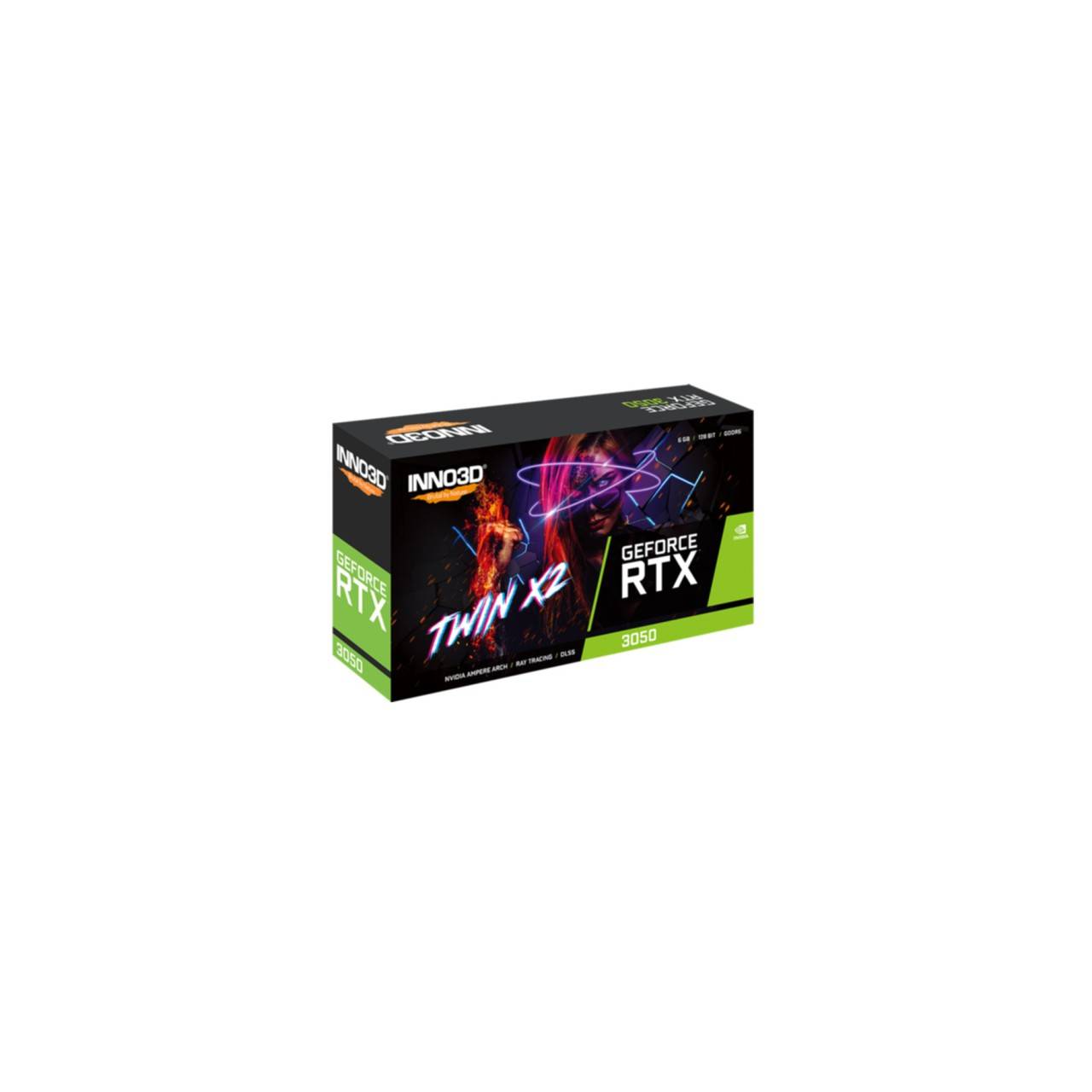 INNO3D GeForce RTX 3050 TWIN X2 OC, GeForce RTX 3050, 6 Go, GDDR6, 96 bit, 7680 x 4320 pixels, PCI Express x16 4.0-1