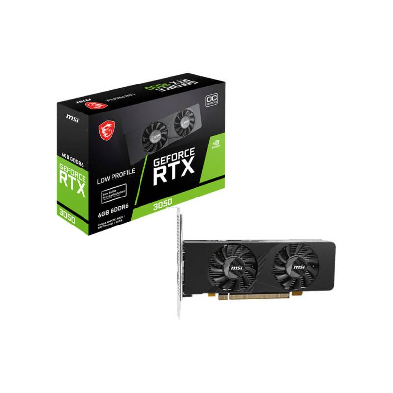 MSI GEFORCE RTX 3050 LP E 6G OC, GeForce RTX 3050, 6 Go, GDDR6, 96 bit, 7680 x 4320 pixels, PCI Express x8 4.0-0