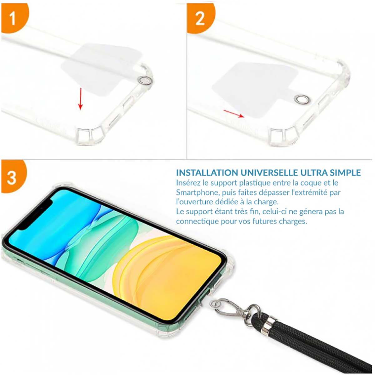 Tour de Cou 150cm pour Smartphone en Nylon avec Fixation Universelle-2