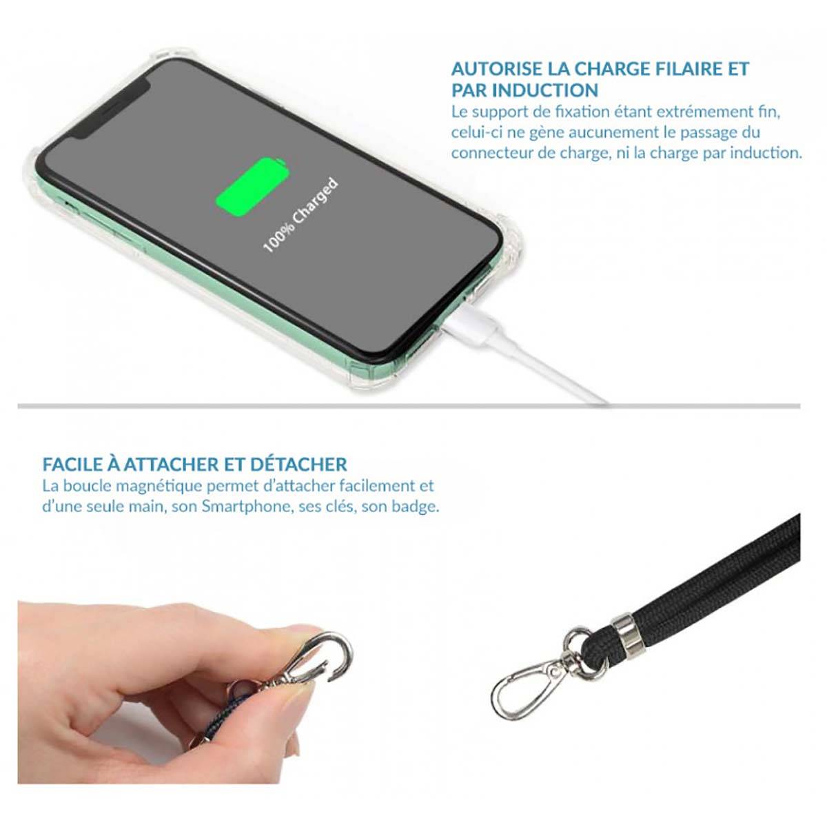 Tour de Cou 150cm pour Smartphone en Nylon avec Fixation Universelle-3
