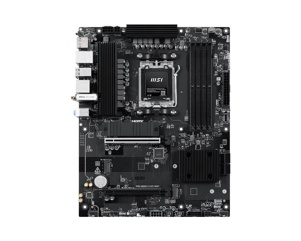MSI PRO B850-S EVO WIFI, AMD, Emplacement AM5, AMD Ryzen 7000 Series, AMD Ryzen 8000 Series, AMD Ryzen 9000 Series, DDR5-0