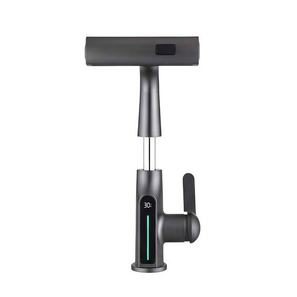 Robinet de Lavabo Extensible avec Affichage de Température LED Finition Métal