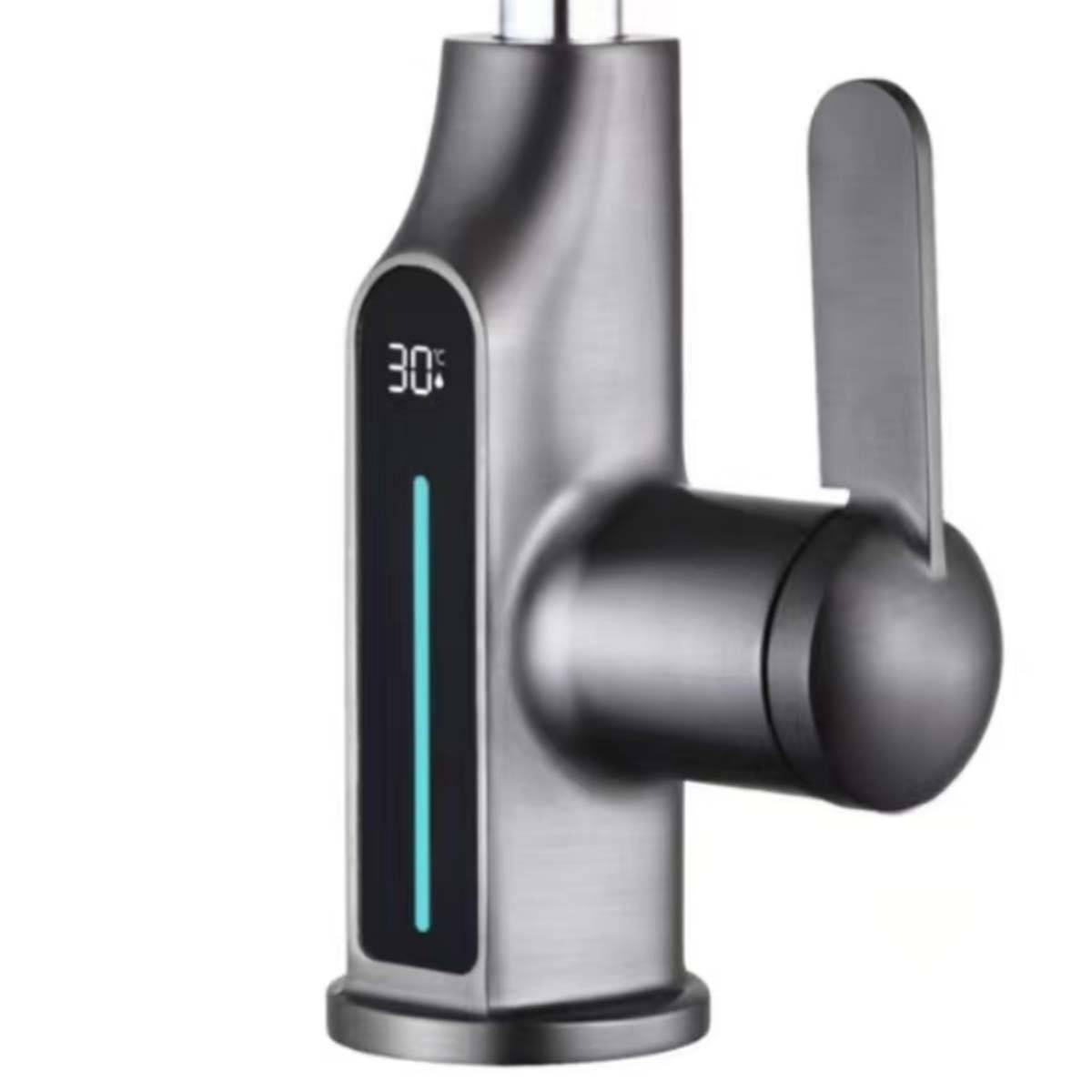 Robinet de Lavabo Extensible avec Affichage de Température LED Finition Métal-3