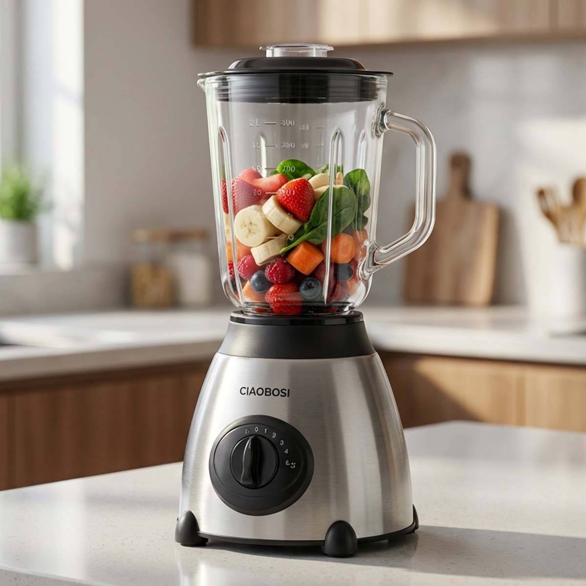 Blender Mixeur Multifonction 1,5L 450W en Acier Inoxydable et Verre-2