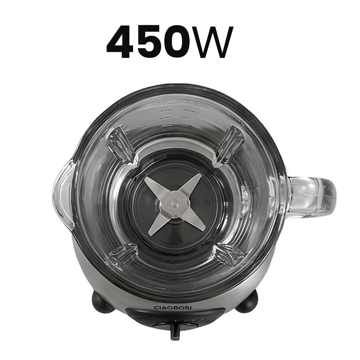 Blender Mixeur Multifonction 1,5L 450W en Acier Inoxydable et Verre-4