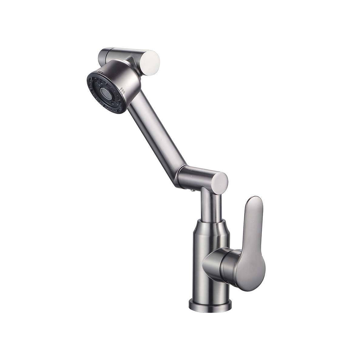 Robinet à Bras Articulé avec Tête Pivotante Finition Acier Brossé-1