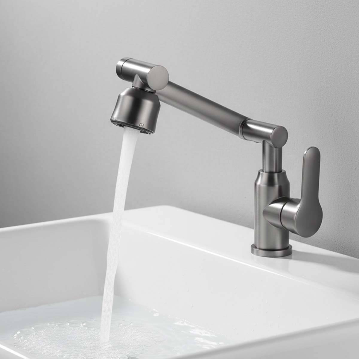Robinet à Bras Articulé avec Tête Pivotante Finition Acier Brossé-2